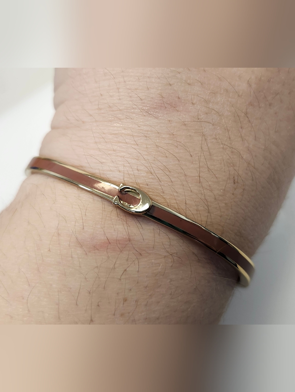 NWT Coach Brown/Gold-Tone Signature C Enamel Bangle Bracelet
